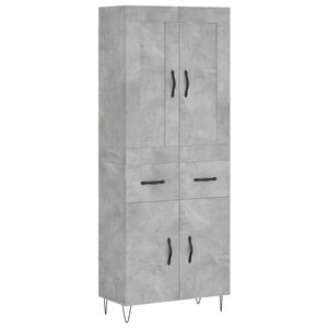 vidaXL Komoda, betono pilkos spalvos, 69,5x34x180cm, apdirbta mediena