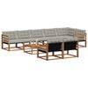 vidaXL Lauko sofos komplektas 9 pcs Natūrali ir &scaron;viesiai pilka