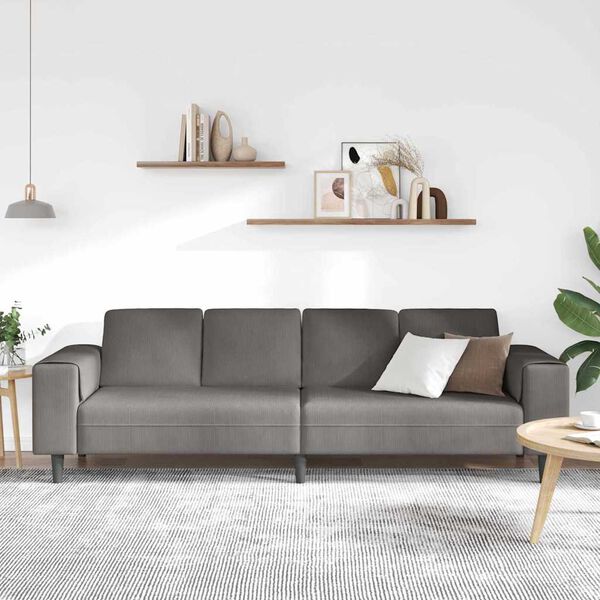 vidaXL Sofa Šviesiai pilka 250 x 77 x 76 cm Kordūrinis audinys
