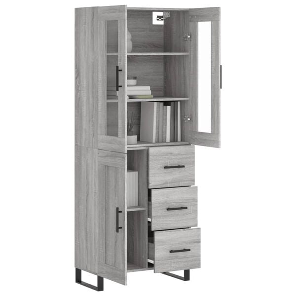 vidaXL Komoda, pilkos ąžuolo spalvos, 69,5x34x180cm, apdirbta mediena