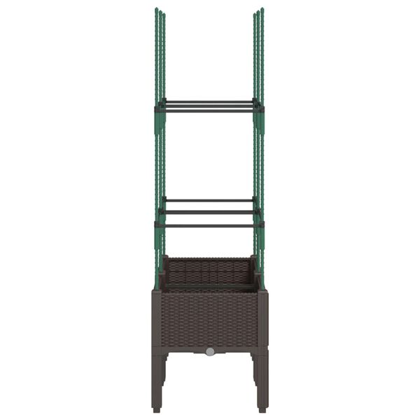 vidaXL Sodo lovelis su treliažu, rudos spalvos, 80x40x142,5cm, PP