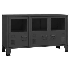 vidaXL &Scaron;oninė spintelė, antracito, 105x35x62cm, metalas ir stiklas