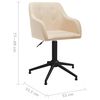 vidaXL Pasukamos valgomojo kėdės, 2vnt., kreminės spalvos, audinys