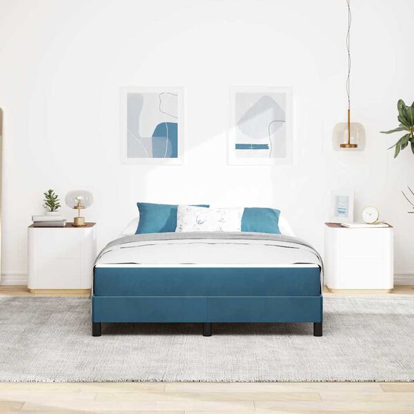 vidaXL Kiemas lova su čiužiniu Tamsiai mėlyna 140 x 200 cm audinys