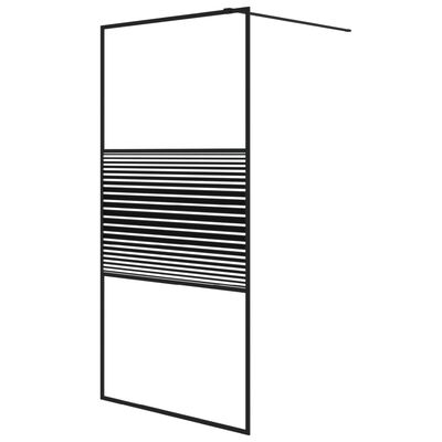 vidaXL Dušo sienelė, juoda, 100x195cm, skaidrus ESG stiklas