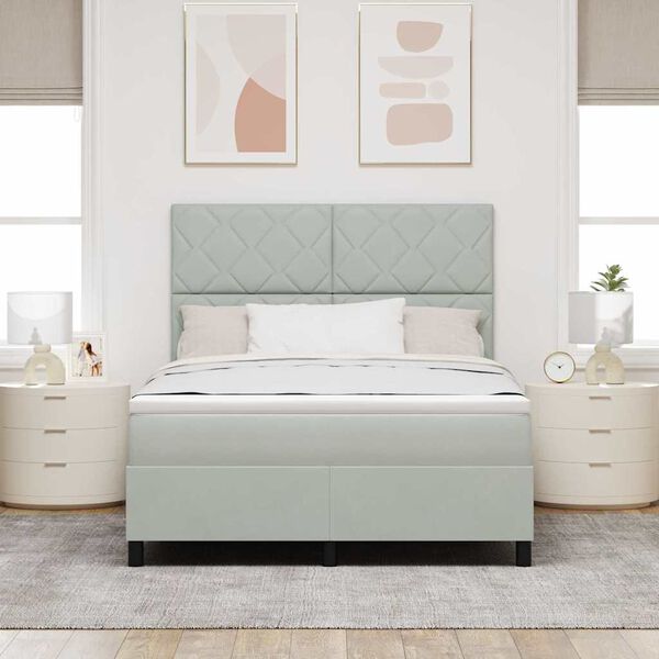 vidaXL LED Čiužinio Lova &Scaron;viesiai pilka 140 x 200 cm audinys