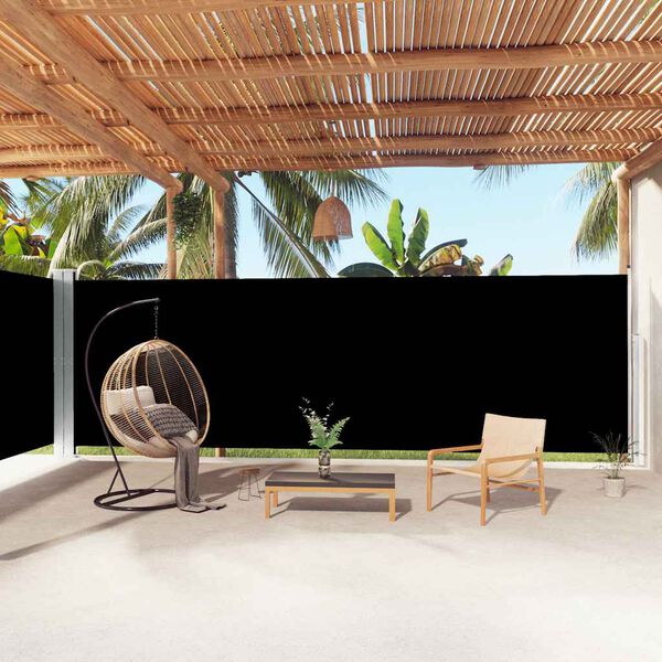 vidaXL Ištraukiama šoninė pertvara, juodos spalvos, 200x1000cm