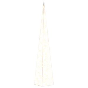 vidaXL Akrilinė LED dekoracija kūgis, &scaron;iltos baltos spalvos, 90cm