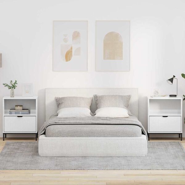 vidaXL Naktiniai staliukai su stalčių 2 pcs Ypatingai blizgi balta