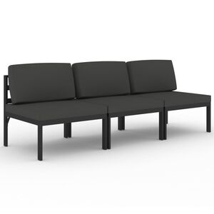 vidaXL Trivietė sodo sofa su pagalvėlėmis, antracito, aliuminis