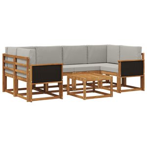 vidaXL Lauko sofos komplektas 5 pcs Natūrali ir &scaron;viesiai pilka