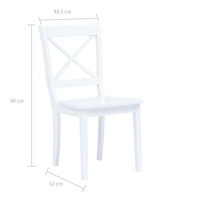 vidaXL Valgomojo kėdės, 2 vnt., balt. sp., kaučiukmedžio med. masyvas
