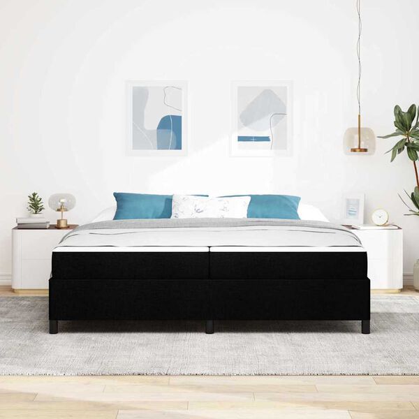 vidaXL Kiemas lova su čiužiniu Juoda 200 x 200 cm audinys