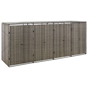 vidaXL Konteinerių stoginė, pilka, 274x80x117cm, ratanas, keturvietė