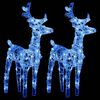 vidaXL Kalėdiniai elniai, 2vnt., akrilas, 80 mėlynos spalvos LED
