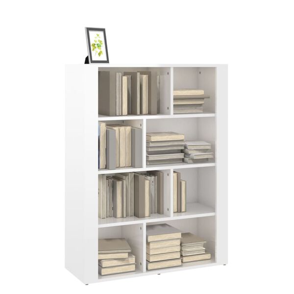 vidaXL &Scaron;oninė spintelė, balta, 80x30x106cm, apdirbta mediena, blizgi