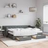 vidaXL Lova su i&scaron;traukiama dalimi/stalčiais, pilka, 80x200cm, audinys
