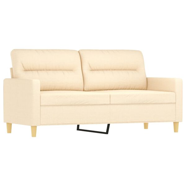 vidaXL Dvivietė sofa su pagalvėmis, kreminė, 140cm, audinys