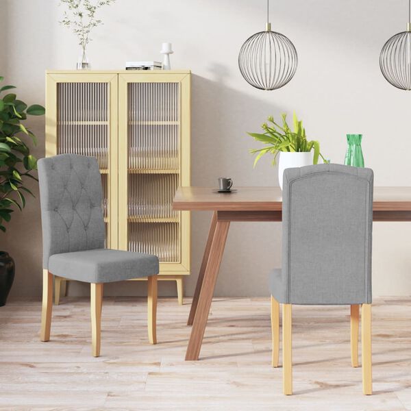 vidaXL Valgomojo kėdės, 2vnt., &scaron;viesiai pilkos spalvos, audinys