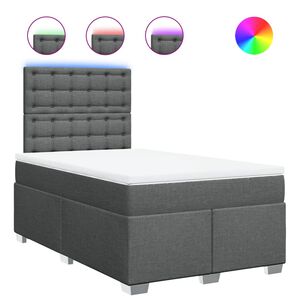 vidaXL Lova su spyruoklėmis ir čiužiniu, pilka, 120x190cm, audinys