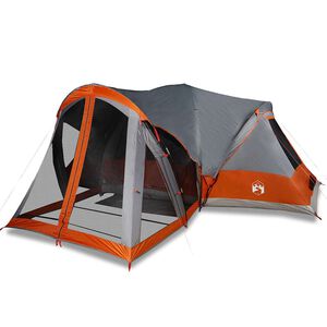 vidaXL &Scaron;eimos palapinė, pilka ir oranžinė, a&scaron;tuonvietė, tipi