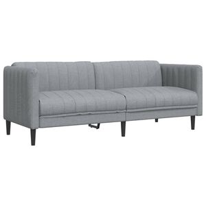 vidaXL Trivietė sofa, &scaron;viesiai pilkos spalvos, audinys