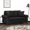 vidaXL Dvivietė sofa su pagalvėlėmis, juodos spalvos, 120cm, aksomas