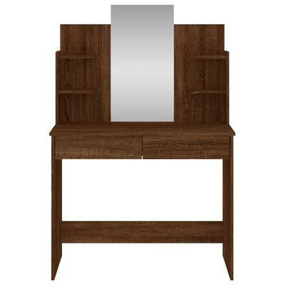 vidaXL Kosmetinis staliukas su veidrodžiu, rudas ąžuolo, 96x39x142cm