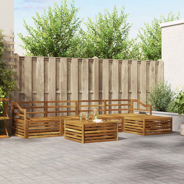 vidaXL Lauko sofos komplektas 6 pcs Natūrali