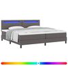 vidaXL Kiemas lova su LED juostelėmis Pilka 200 x 200 cm Dirbtinė oda