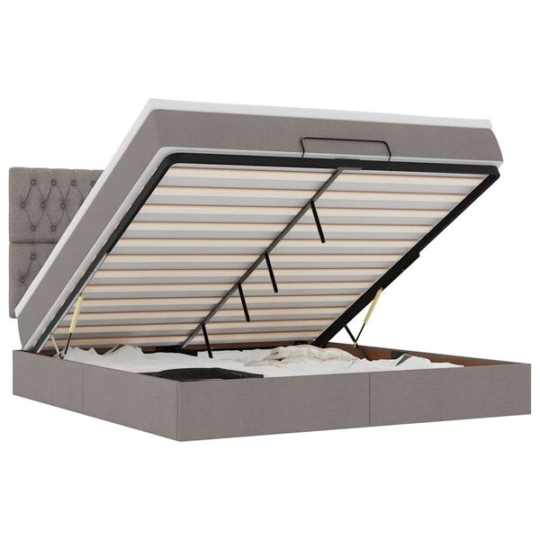 vidaXL Osmanų lova su čiužiniu Taupe 180x200cm audiniu