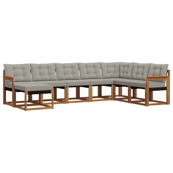 vidaXL Lauko sofos komplektas 8 pcs Natūrali ir &scaron;viesiai pilka