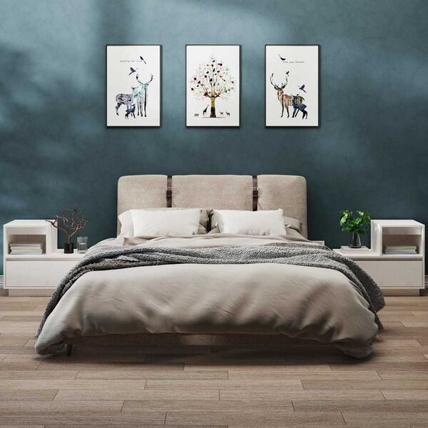 vidaXL Naktinės spintelės, 2vnt., baltos, 60x34x51cm, pušies masyvas