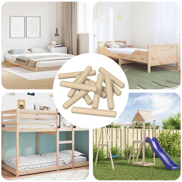 vidaXL Mediniai kai&scaron;čiai 12 pcs Ruda &Oslash;8 x 50 mm Medienos masyvas