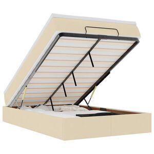 vidaXL Osmanų lovos rėmas su čiužiniu, kreminis, 120x200cm, audinys