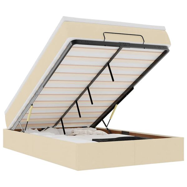 vidaXL Osmanų lovos rėmas su čiužiniu, kreminis, 120x200cm, audinys