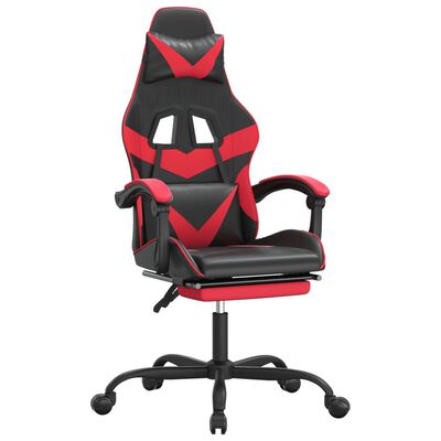 vidaXL Žaidimų kėdė su pakoja, juoda ir raudona, dirbtinė oda