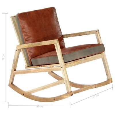 vidaXL Supama kėdė, ruda, tikra oda ir mango masyvas