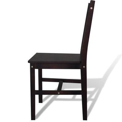 vidaXL Valgomojo kėdės, 4vnt., tamsiai rudos, pušies mediena