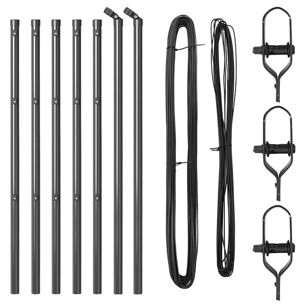 vidaXL Tvorelių stulpai 7 pcs Pilka Ø32mm 100 cm Galvanizuotas plienas