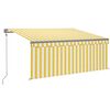 vidaXL Markizė su uždanga/LED/vėjo jutikliu, geltona/balta, 3x2,5m