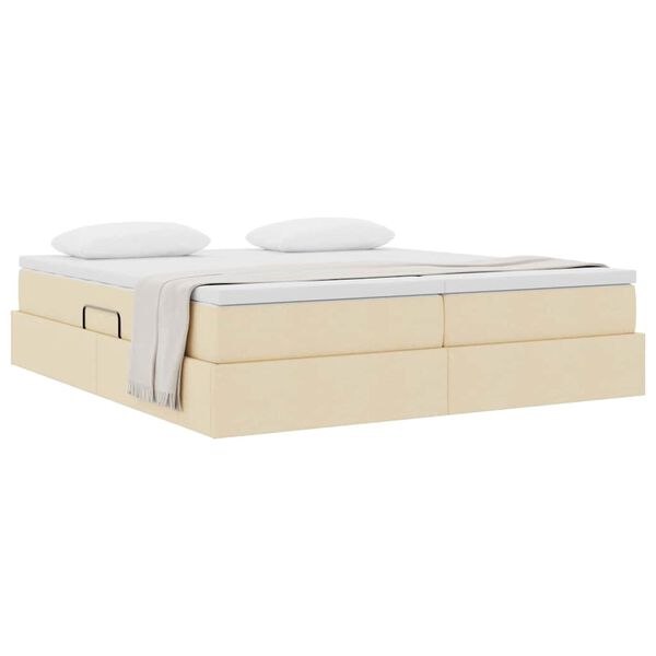 vidaXL Lova su daiktų laikymo vieta ir čiužiniu Kreminė 180 x 200 cm
