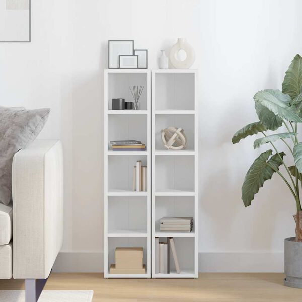 vidaXL Spintelės kompaktiniam diskam, 2vnt., baltos, 21x16x93,5cm, MDP