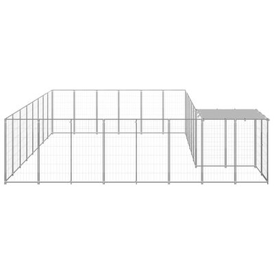 vidaXL Voljeras šunims, sidabrinės spalvos, 15,73 m², plienas