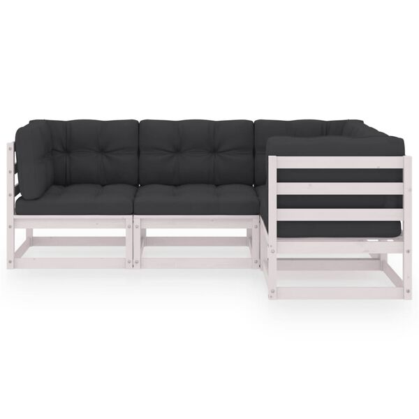 vidaXL Sodo komplektas su pagalvėlėmis, 4 dalių, pušies masyvas