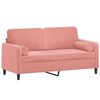 vidaXL Dvivietė sofa su pagalvėmis, rožinės spalvos, 140cm, aksomas