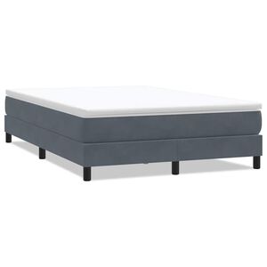 vidaXL Box Spring Lova be čiužinio Tamsiai pilka 140x220 cm aksomas