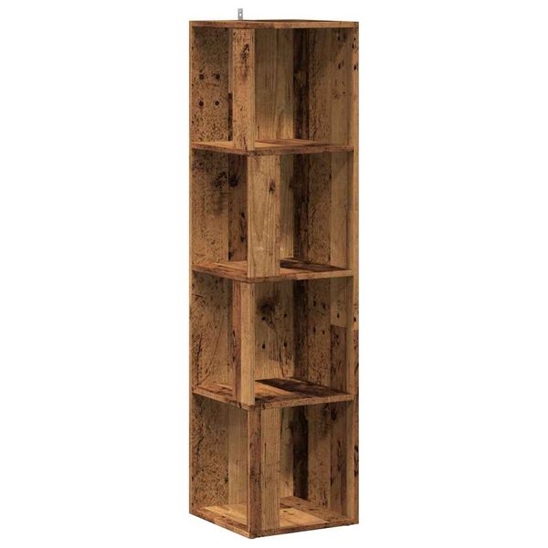 vidaXL kampinė spintelė Old Wood 33x33x132 cm Engineered Wood