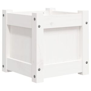 vidaXL Sodo lovelis, baltas, 31x31x31cm, pu&scaron;ies medienos masyvas