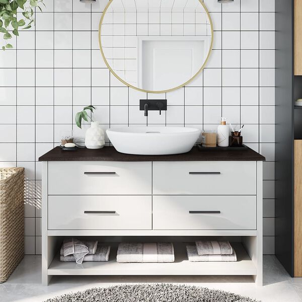 vidaXL Vonios kambario stalvir&scaron;is, tamsiai rudas, 100x40x2 cm, mediena